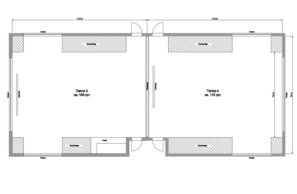 Grundriss Raum Tenne 3 und 4 Hennies